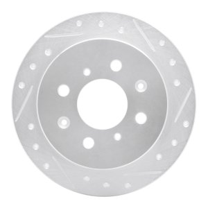 Acura Integra Brake Rotor (1) - Rear Right - R1 Concepts - Drilled & Slotted - Silver - `88-`01